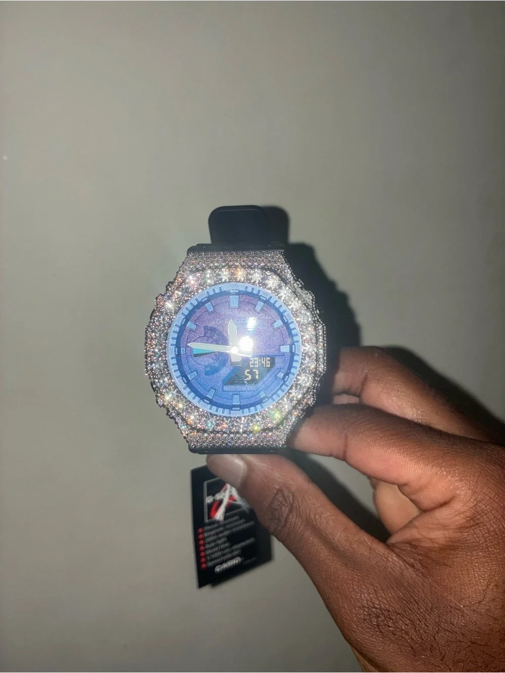 G-Shock Men's Watch with Blue Dial and Multicolor Crystal Bezel